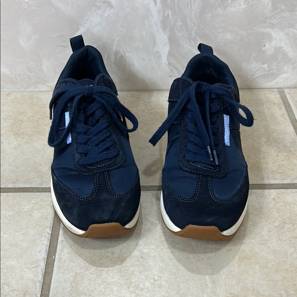 Vionic Dark Blue Sneakers with Brown Sole